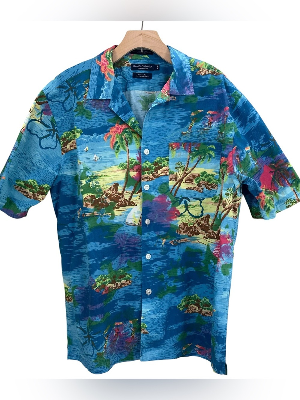 Daniel Cremieux Men's Medium Hawaiian Island Village Camp Shirt Short Sleeve